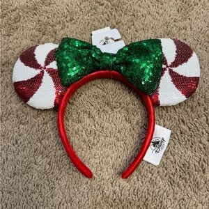 NEW Disney Mickey Minnie Peppermint Candy Cane Cutie Ears Headband Christmas